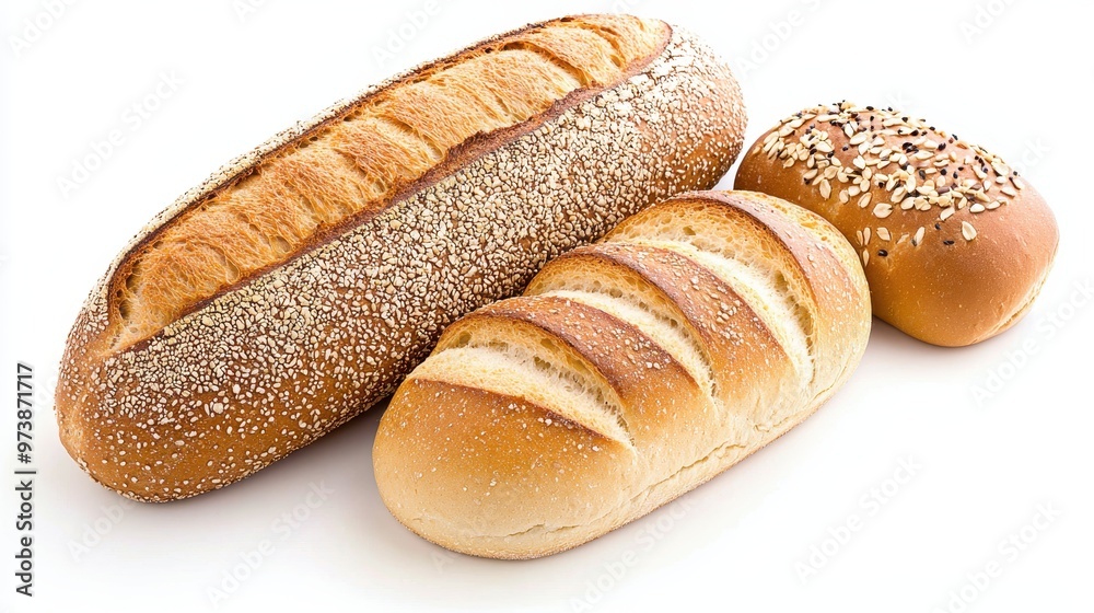 Freshly Baked Bread Assortment with White Bread Whole Wheat and Seeded Bread Freshly Baked Bread Assortment with White Bread Whole Wheat and Seeded Bread