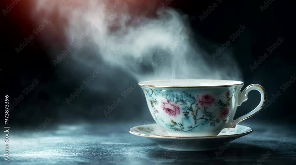 Scene of tea cup with dark background, Camera slow motion with different angles Scene of tea cup with dark background, Camera slow motion with different angles