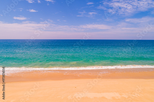 Top view Beautiful sea beach and waves texture in sunny summer day background,Phuket beach Thailand