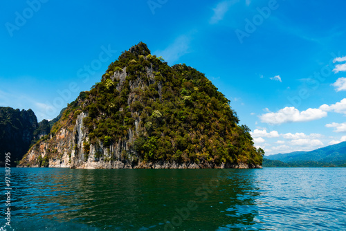 Tropical rainforest Mountain peak in Thailand, Beautiful archipelago islands Thailand Scenic mountains in the lake in Khao Sok National Park, Amazing nature landscape