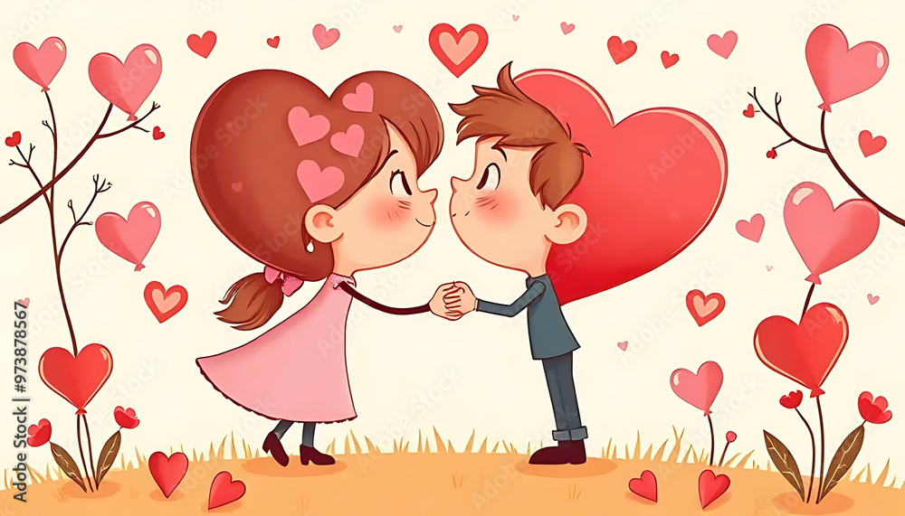 Minimalist Valentine's Day Banner: Couple in Love Minimalist Valentine's Day Banner: Couple in Love