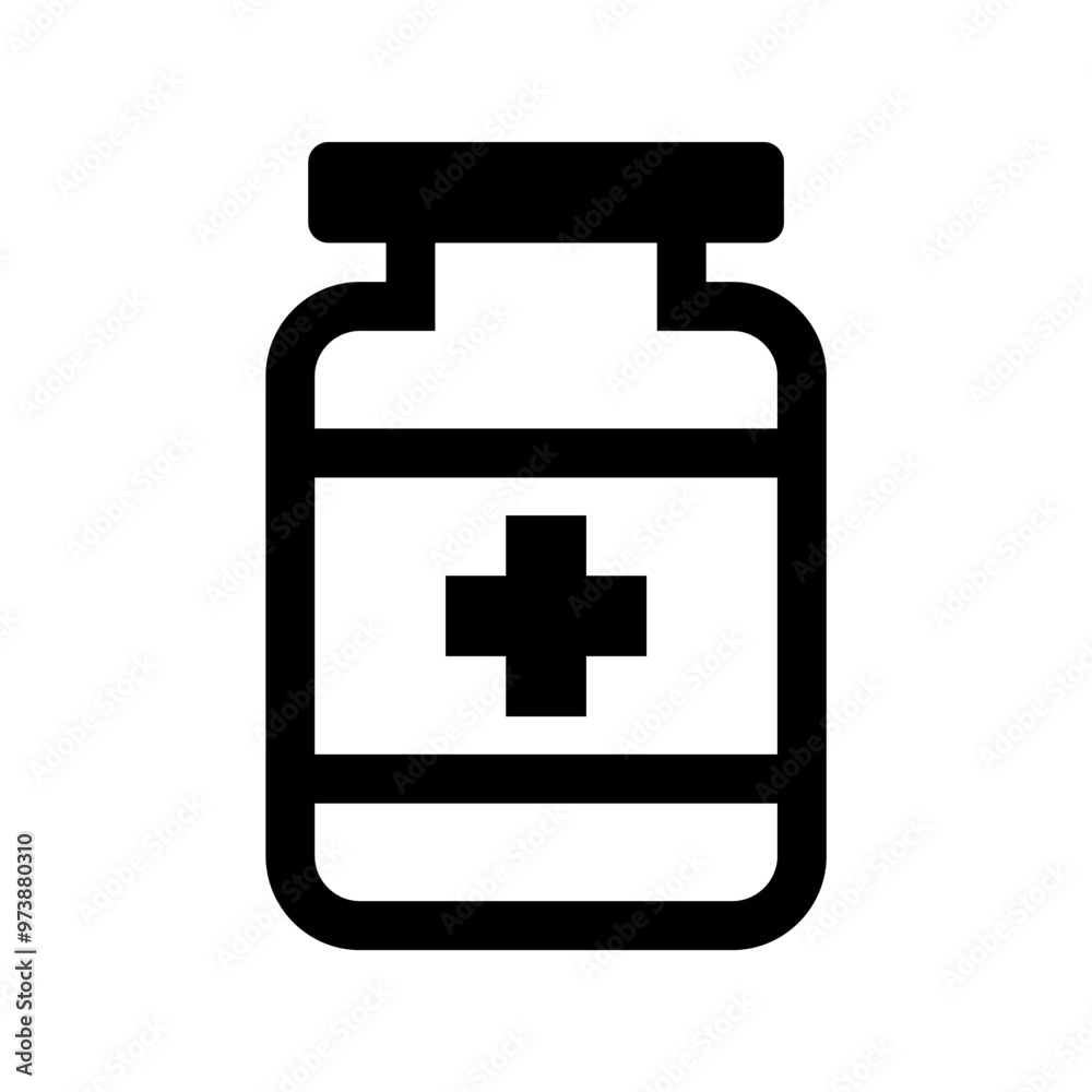 Black and White Medicine Bottle Icon in Monochrome Line Art. Simple Flat Style, Isolated on White Background. Editable and Scalable EPS Vector for Graphic Design and Printing. Black and White Medicine Bottle Icon in Monochrome Line Art. Simple Flat Style, Isolated on White Background. Editable and Scalable EPS Vector for Graphic Design and Printing.