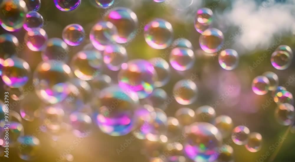 Mesmerizing Iridescent Bubbles in Natural Setting Mesmerizing Iridescent Bubbles in Natural Setting