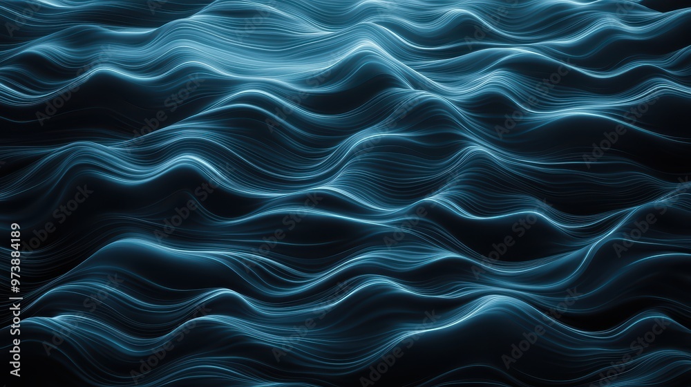 Obraz premium Abstract Digital Waves in Blue Tones Creating a Futuristic and Dynamic Background