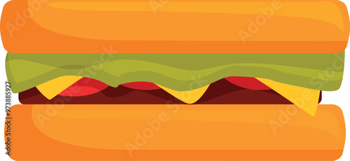 Fresh sandwich with lettuce, tomato and cheese is waiting for you to enjoy it