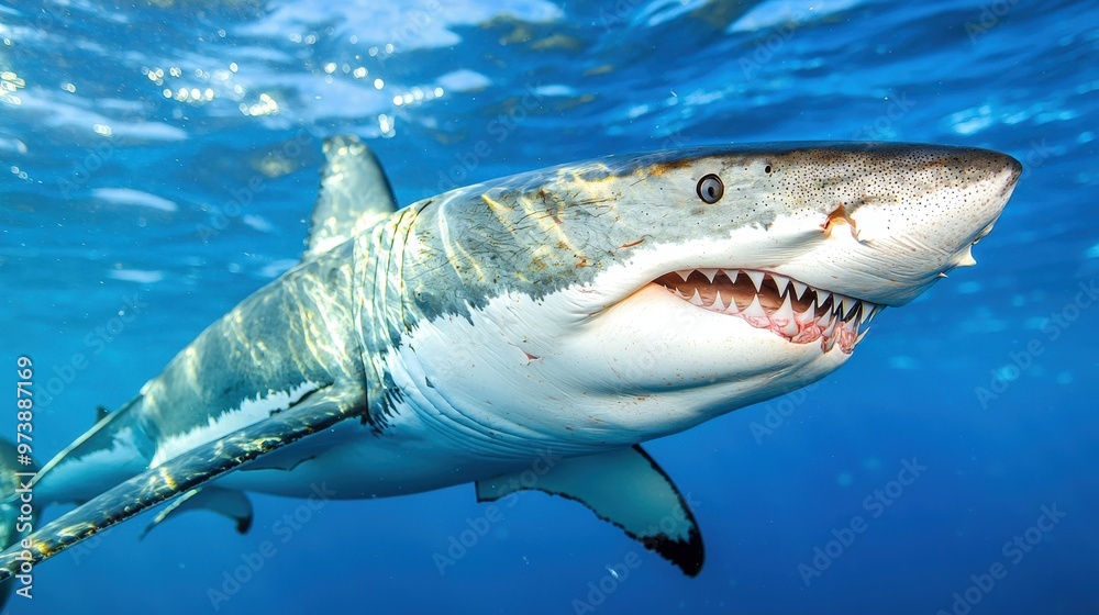 Fototapeta premium Great White Shark Underwater Close Up
