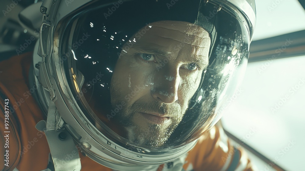 Astronaut Close Up Portrait in Spacesuit with Reflective Visor Astronaut Close Up Portrait in Spacesuit with Reflective Visor