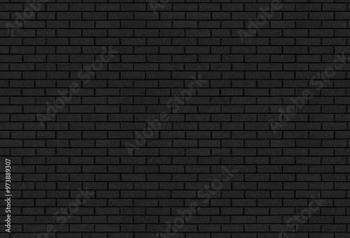 Brick wall painted as black background texture in a seamless pattern for a dark backdrop