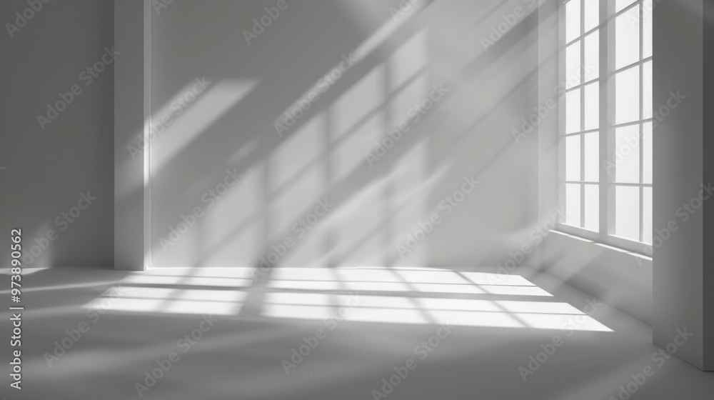 Gray background for product presentation with shadow and light from windows Gray background for product presentation with shadow and light from windows