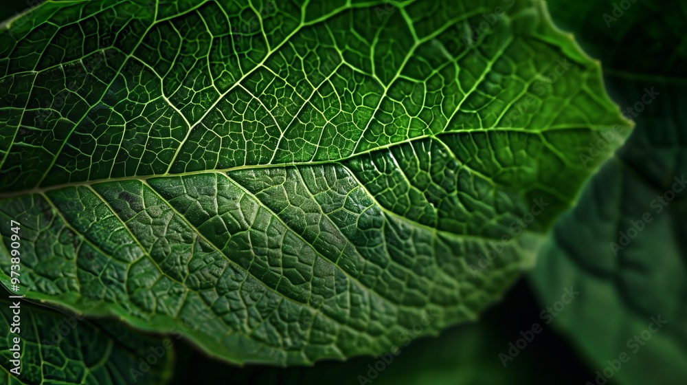 Macro photography reveals the intricate vein pattern of a green leaf, highlighting the details of plant biology. Macro photography reveals the intricate vein pattern of a green leaf, highlighting the details of plant biology.
