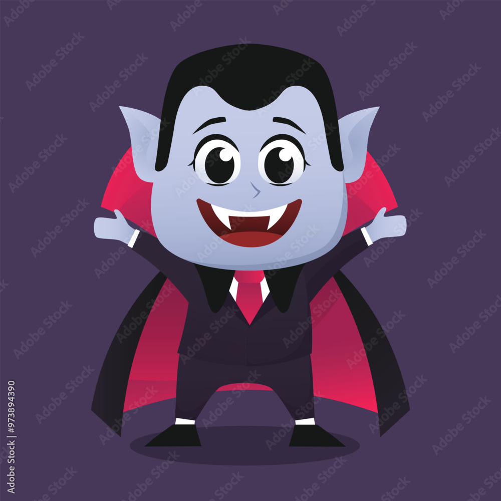 Count Dracula Vampire monster with big fang wearing mantle in cute cartoon vector art illustration perfect for horror and Halloween design themes editable asset template Count Dracula Vampire monster with big fang wearing mantle in cute cartoon vector art illustration perfect for horror and Halloween design themes editable asset template