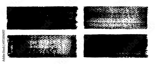 Straight thick vector lines. Black hand drawn brushstroke text boxes. Chinese, Korean, Japanese calligraphy brushstroke set. Rough grunge gritty gouache paint texture. Grainy ink rectangle textboxes
