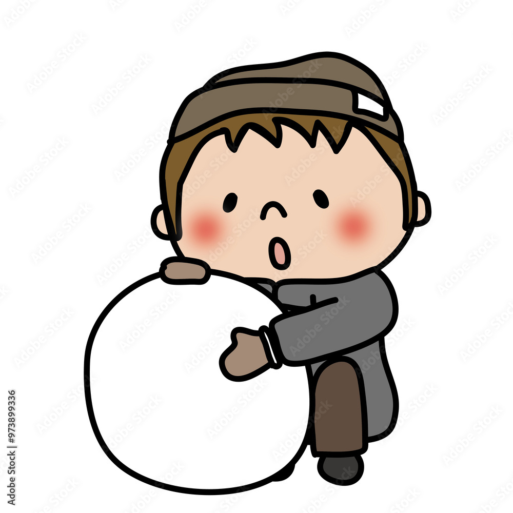 雪だるまをつくる子供(男の子) 雪だるまをつくる子供(男の子)