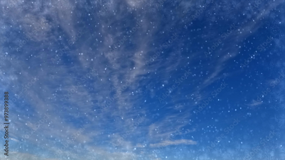 Obraz premium beautiful falling snow on clouds on sky background - photo of nature