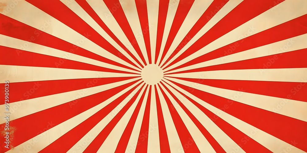 Fototapeta premium Red and cream retro circus background with sunburst rays vector presentation template design