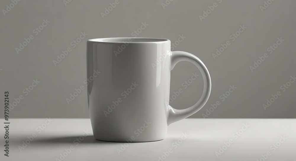 Fototapeta premium A clean white coffee mug on a plain white isolated background