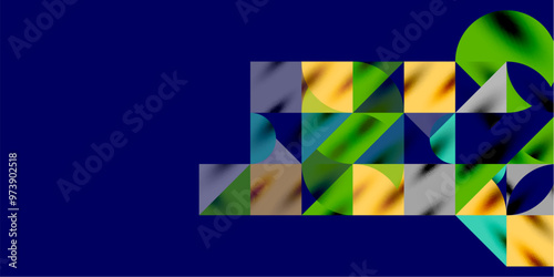 Triangles, round triangles and circles techno art. Vector Illustration For Wallpaper, Banner, Background, Card, Book Illustration, landing page