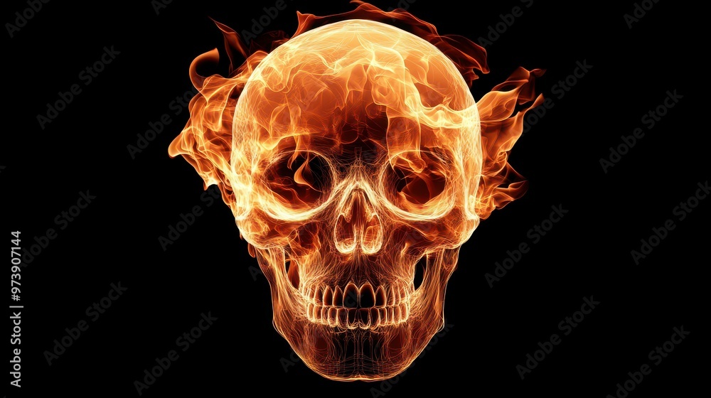 A striking illustration of a burning skull, set against a clean black background, evoking a bold, intense vibe. A striking illustration of a burning skull, set against a clean black background, evoking a bold, intense vibe.