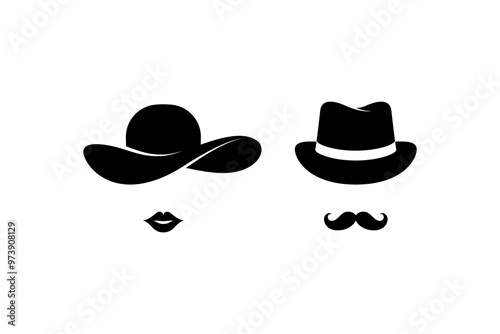 Lady and gentleman icon isolated on white background.