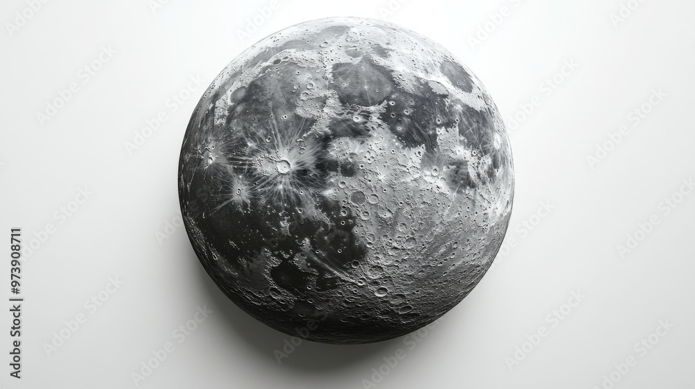 Aerial moon view with detailed craters and surface variations Aerial moon view with detailed craters and surface variations