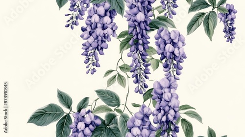 Wisteria vector frame vintage floral for wallpaper design