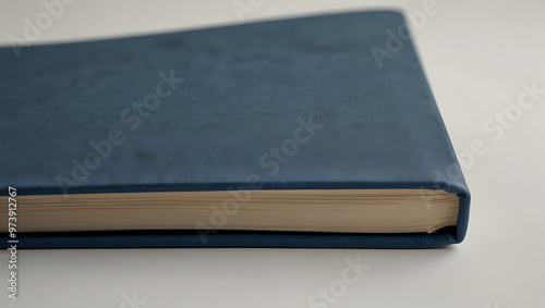 A blue hardcover book on a plain white isolated background