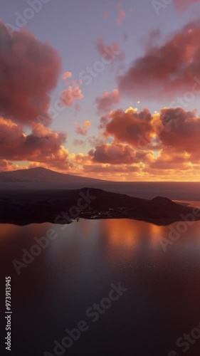 Aerial sunset drone view of McMurdo Station; Ross Island. Antarctica photo