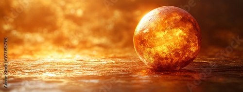 Golden Egg on a Glittering Surface at Sunset