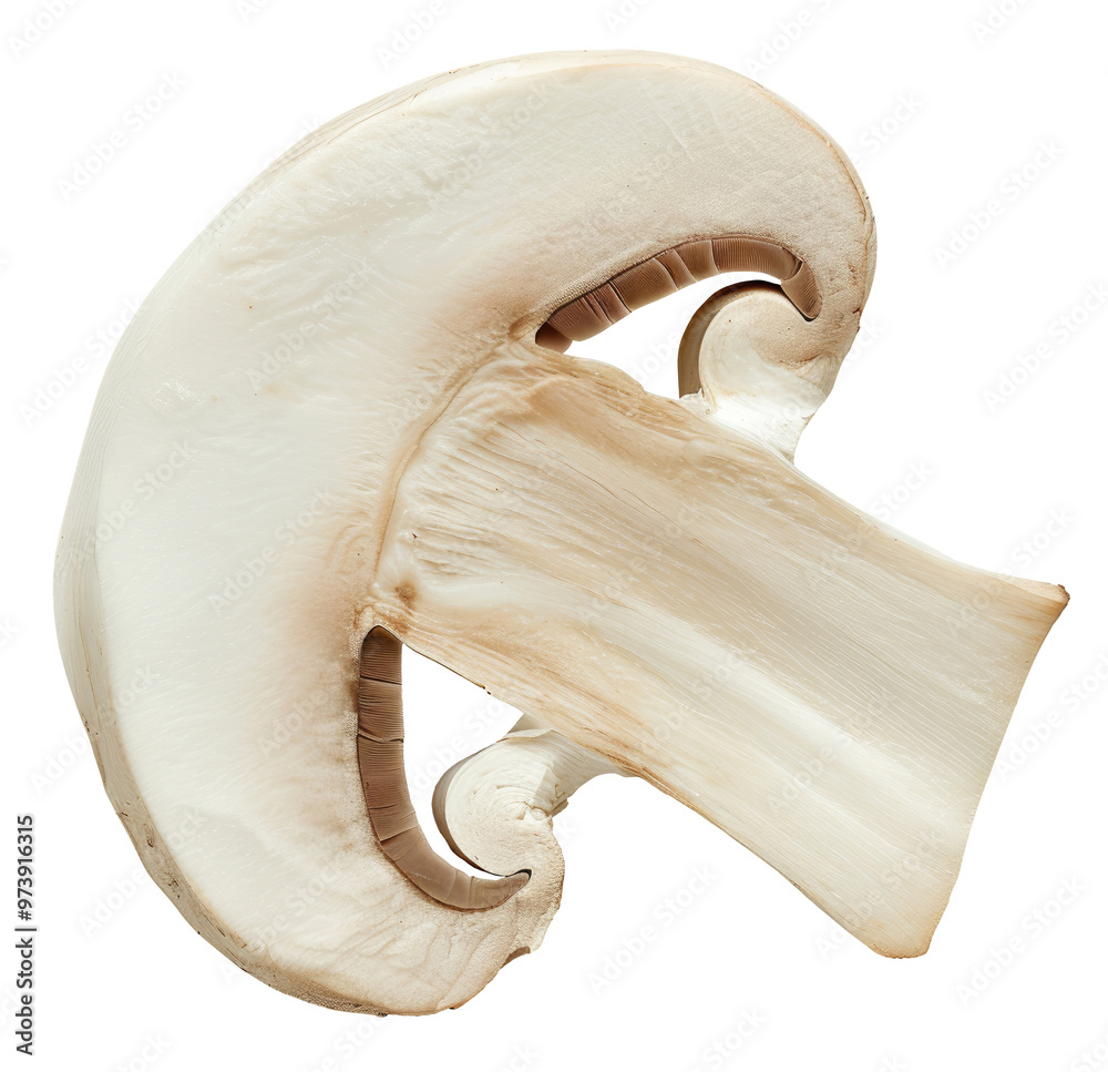 Fototapeta premium Slice of champignon isolated on transparent background