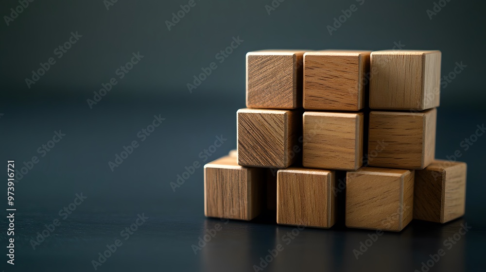 Stack of Wooden Cubes on a Dark Surface Stack of Wooden Cubes on a Dark Surface