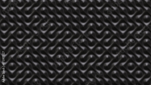 3D illustration black pattern waves light and shadow. Wall decorative panel