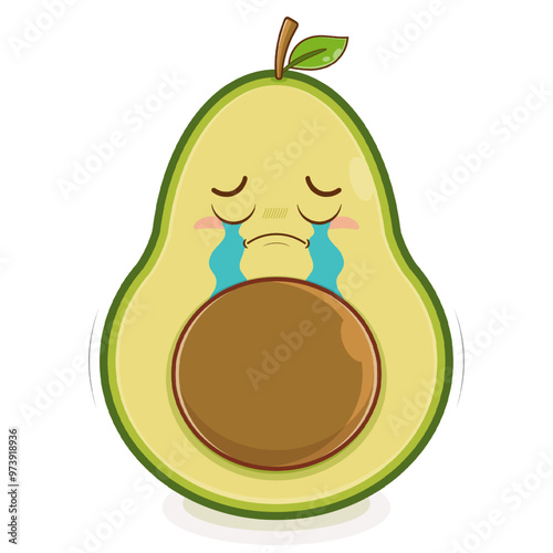avocado crying face cartoon cute
