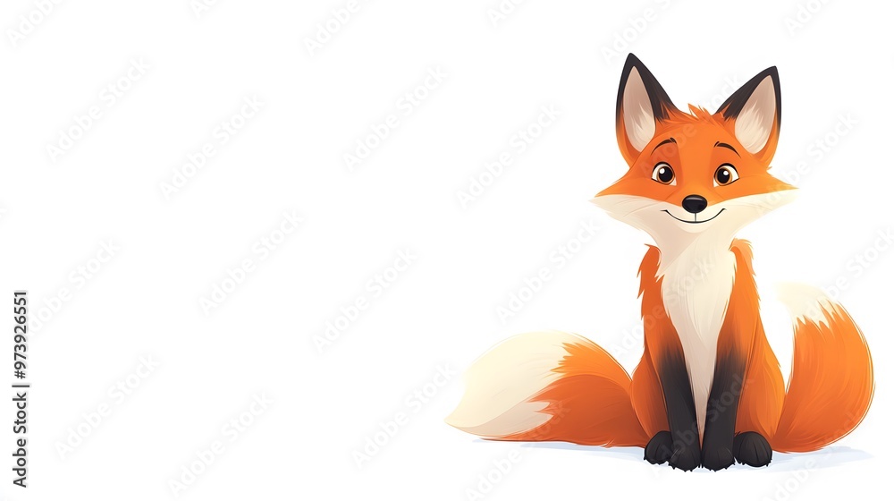 Obraz premium A Cartoon Fox Sitting with a White Background