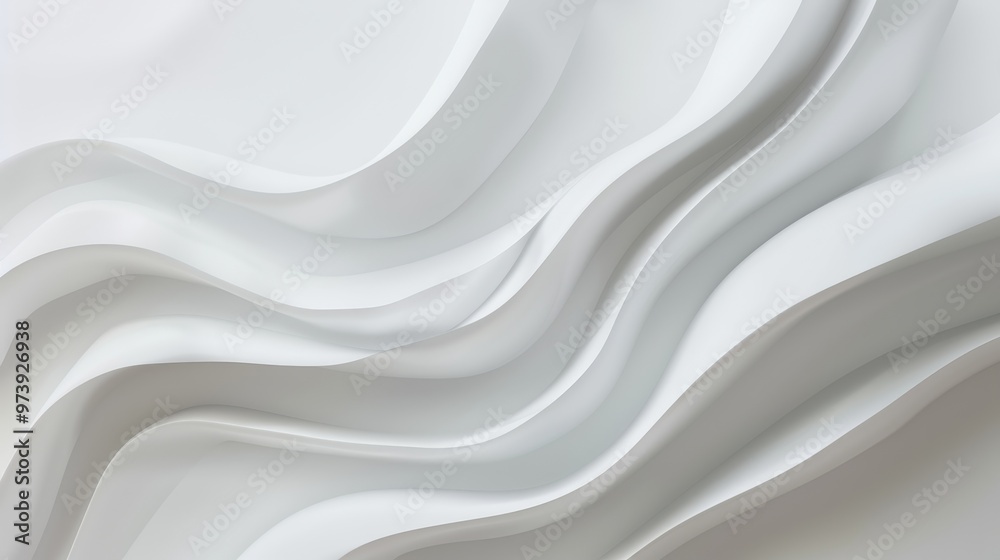 Obraz premium Soft White and Gray Abstract Background, smooth gradients merging in a blurred pattern, featuring pale geometric shapes for a serene and contemporary aesthetic.