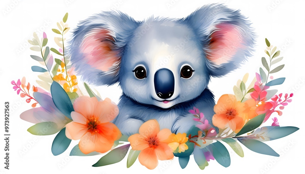 Fototapeta premium Koala and flowers