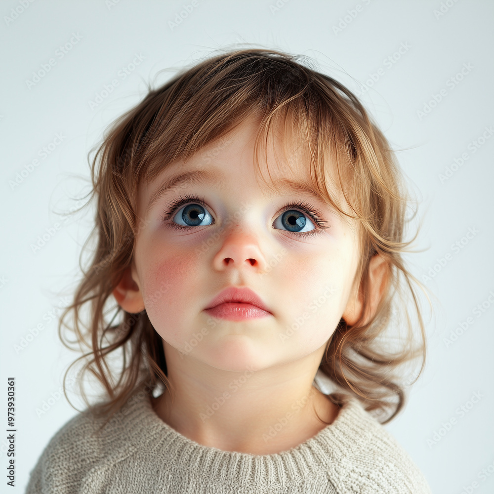 A portrait of a child, their eyes full of curiosity, emphasising their exploratory nature A portrait of a child, their eyes full of curiosity, emphasising their exploratory nature