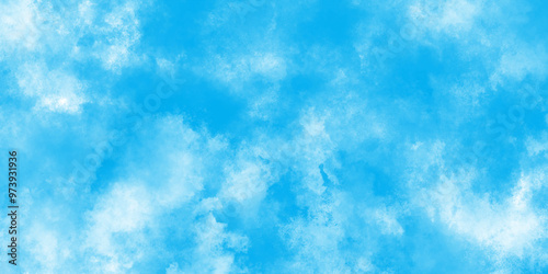 Clouds and mist background on blue, Creative vintage light sky blue background with various clouds and fogg, Watercolor stain with hand paint pattern on blue canvas.