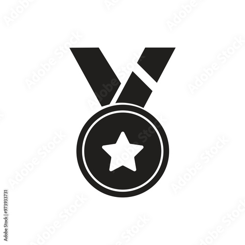 Medal icon logo silhouette design template isolated