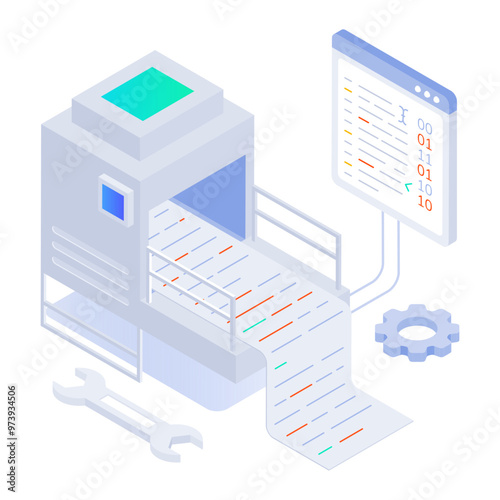 Code repair icon designed in isometric style 