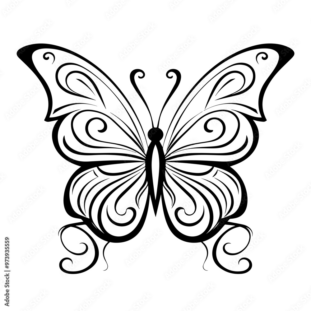 Delicate vector outline of a butterfly icon for versatile use. Delicate vector outline of a butterfly icon for versatile use.