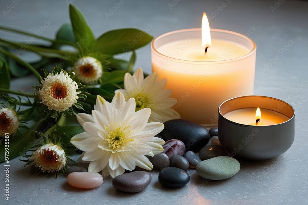 Creating a Calming Environment with Delicate Flowers Candles and Pebbles for Holistic Healing Creating a Calming Environment with Delicate Flowers Candles and Pebbles for Holistic Healing