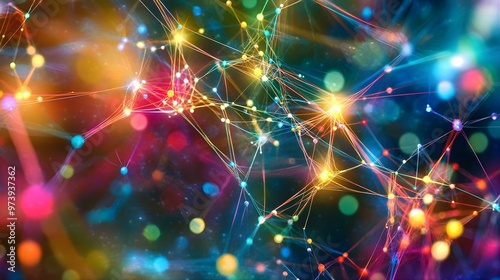 Abstract Colorful Network Connections Background.