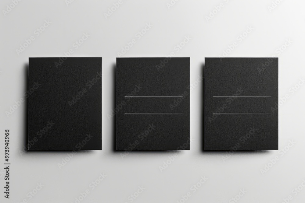 Blank black rectangular business card templates on white background arranged in a row. Mockup of your business card, logo Blank black rectangular business card templates on white background arranged in a row. Mockup of your business card, logo