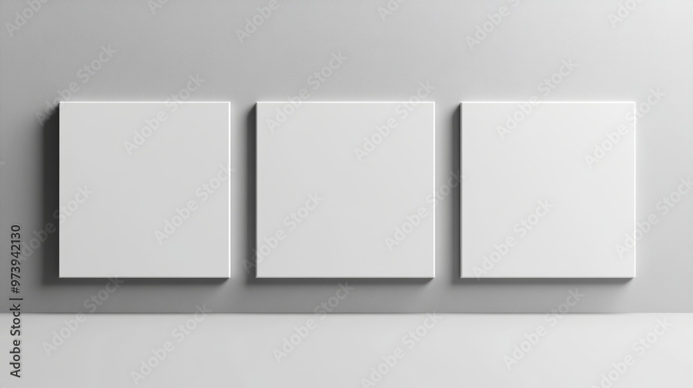 Symmetrical row of whiteboards on a seamless light gray backdrop, minimalist aesthetic, modern and simple mockup, perfect for design showcases, 3D rendering Symmetrical row of whiteboards on a seamless light gray backdrop, minimalist aesthetic, modern and simple mockup, perfect for design showcases, 3D rendering