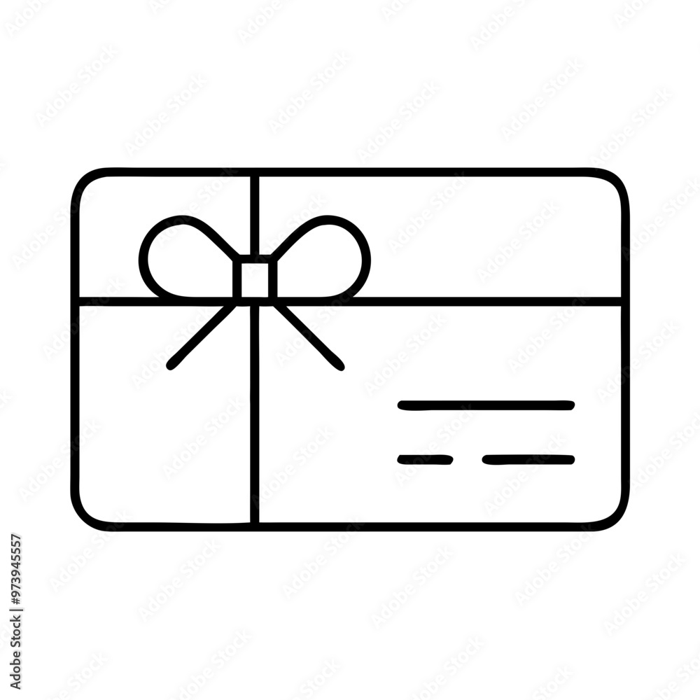 Gift Card Icon On A Transparent Background, Gift Box with Ribbon, Present Concept, Minimalistic Design, Copy Space Gift Card Icon On A Transparent Background, Gift Box with Ribbon, Present Concept, Minimalistic Design, Copy Space