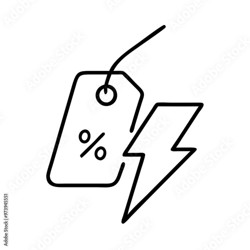 Featured Product  Icon On A Transparent Background, Price Tag with Discount Percentage and Lightning Bolt, Sale Concept, Minimalistic Design, Copy Space
