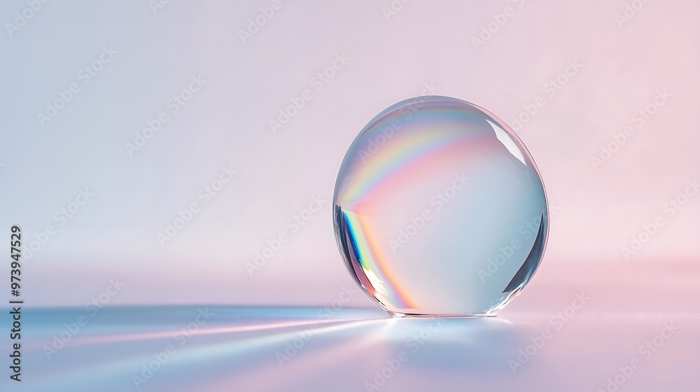 Crystal ball with soft rainbow light for meditation Crystal ball with soft rainbow light for meditation