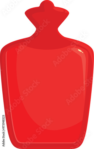 Red rubber hot water bottle providing soothing warmth, perfect for cold winter nights and relieving aches