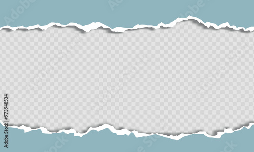 abstract white and blue torn paper edges design with empty space for text, ripped paper element design isolated