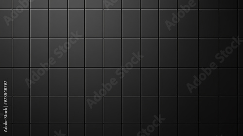 A sleek and modern black tile surface with a glossy finish, perfect for contemporary design or architectural backgrounds